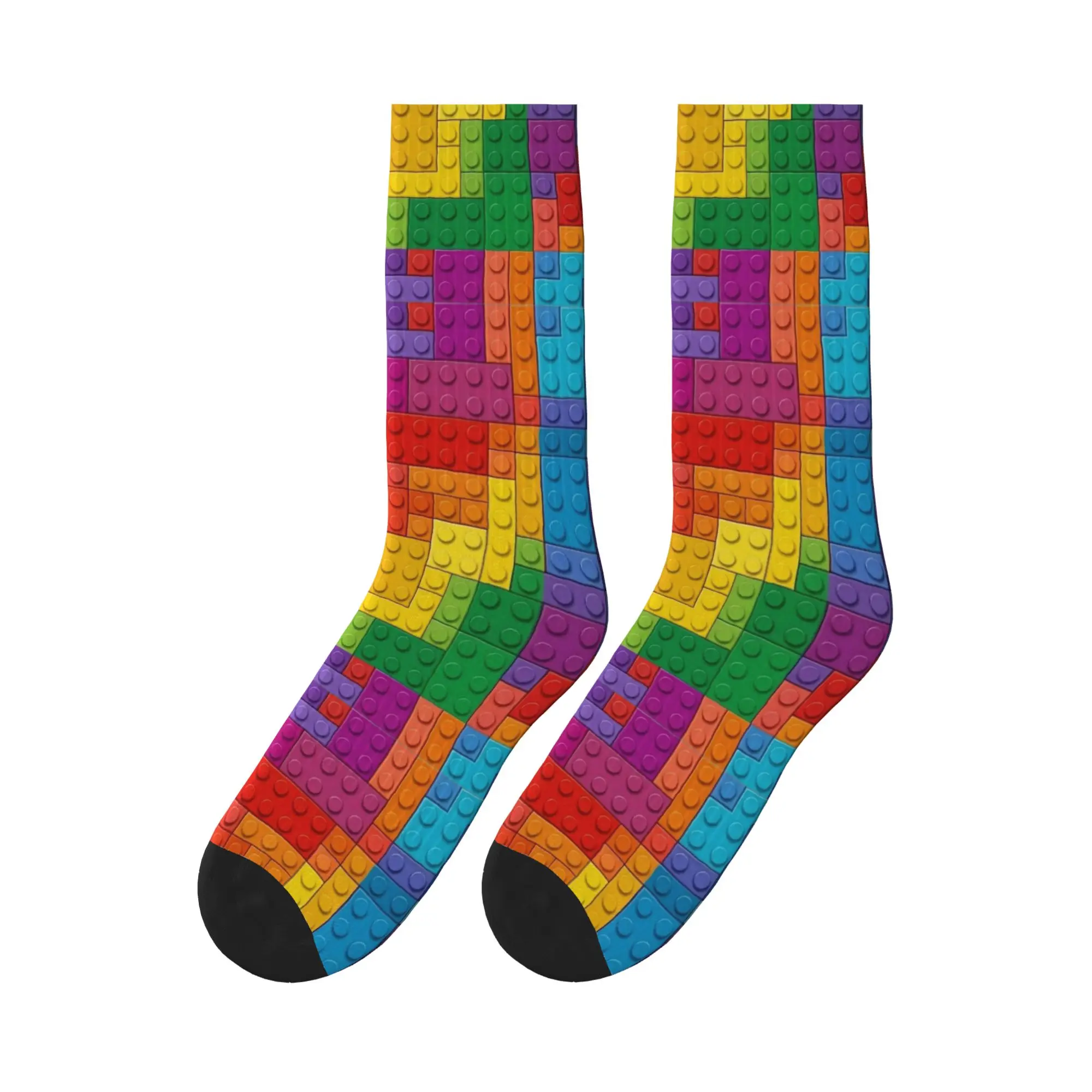 Building Blocks Construction Time Color Mix Socks Trendy Stockings Spring Anti Bacterial Men Socks Quality Pattern Running Socks