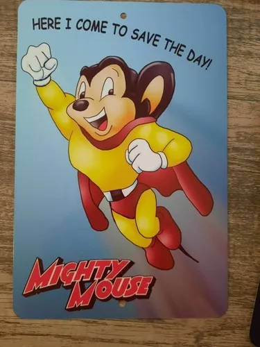 Panneau mural en métal Mighty Mouse, dessin animé classique