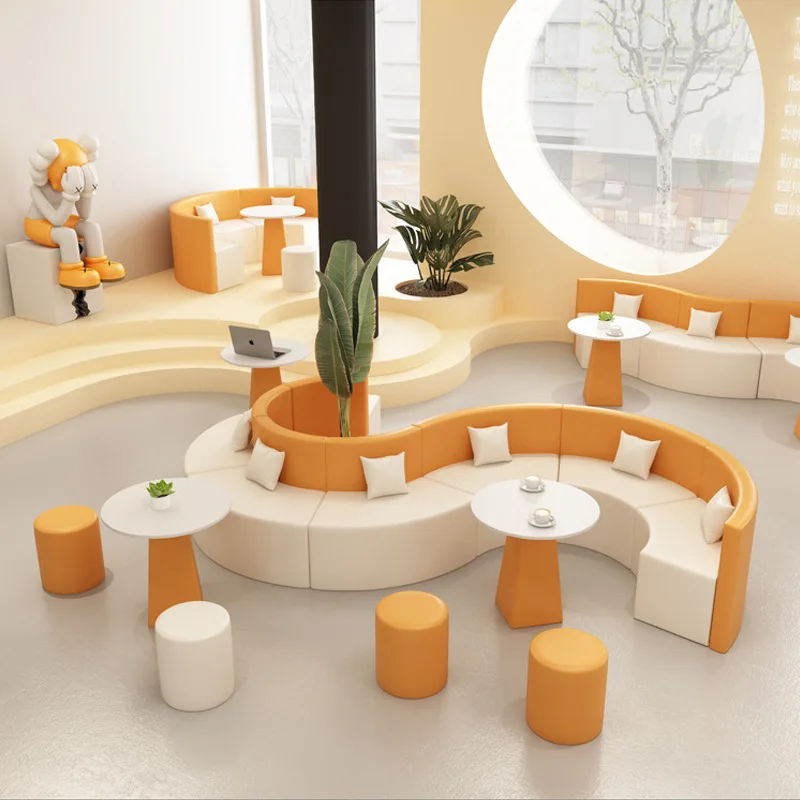 Creative S round 4S store shopping mall wine hall reception leisure negotiation special-shaped sofa kindergarten round sofa comb