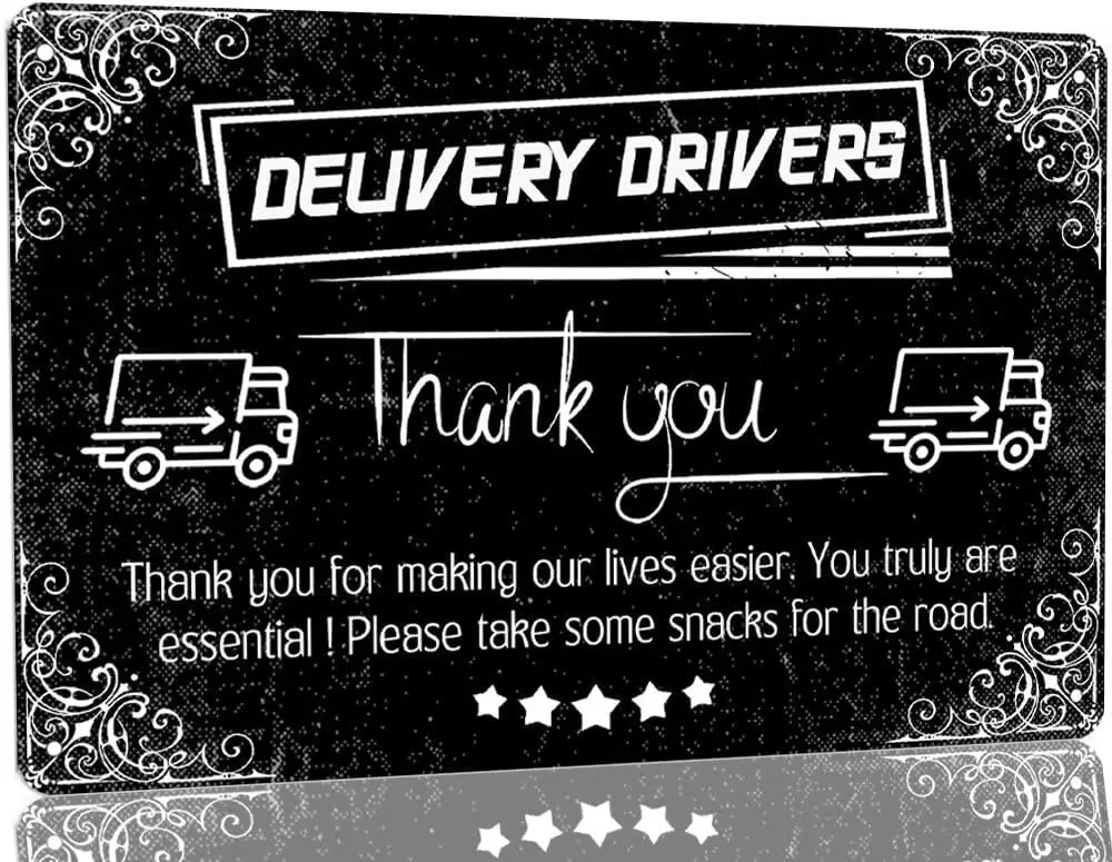 Delivery Drivers Thank You Metal Tin Sign Rustic Doorbell Sign Outdoor Front Porch Wall Decor Vintage Wall Plaque Sign for Farmh