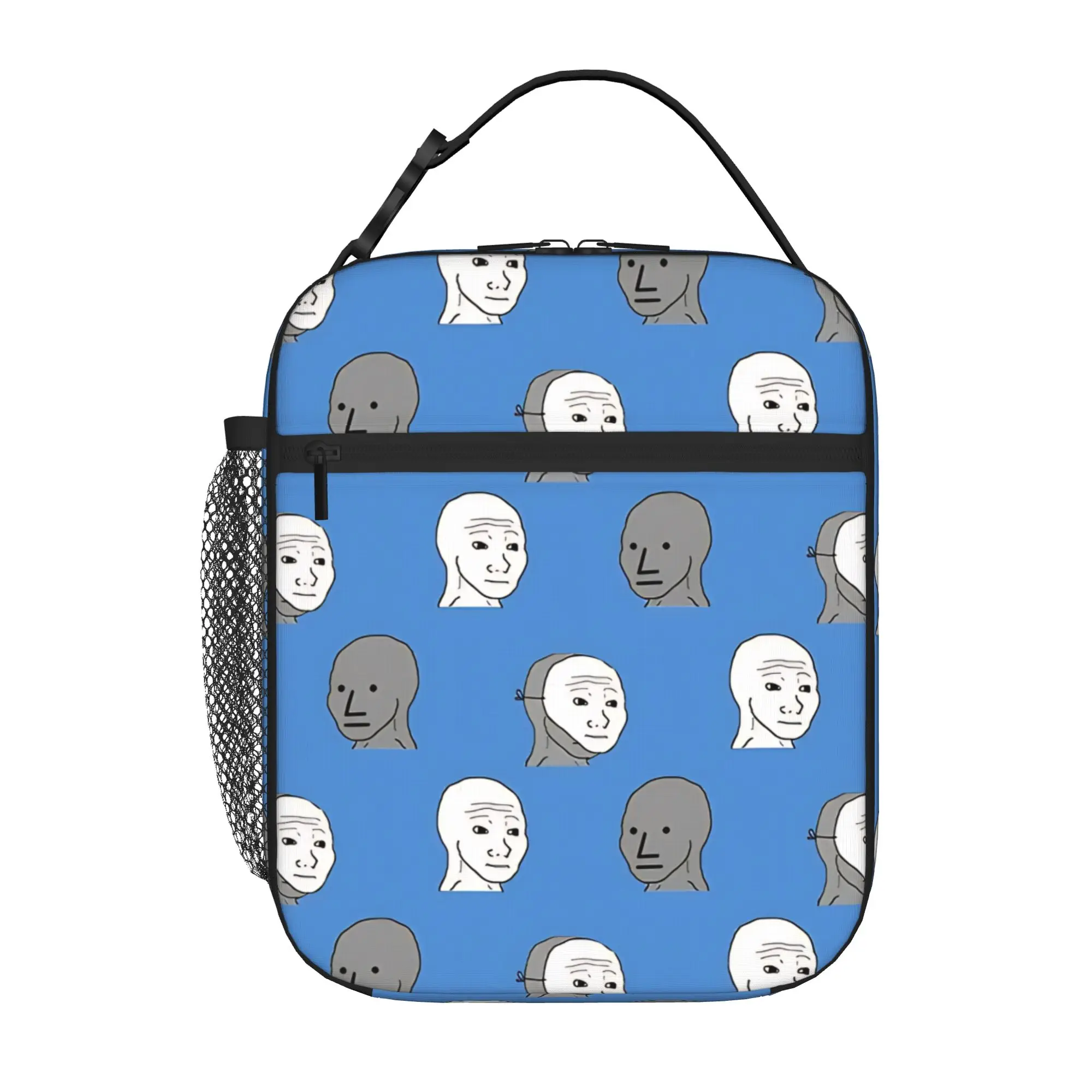 1 Piece Zipper Closure Lonely guy art Storage Bag Pocket Wojak School Lunch Food Box Reusable For Lunch Food Bag
