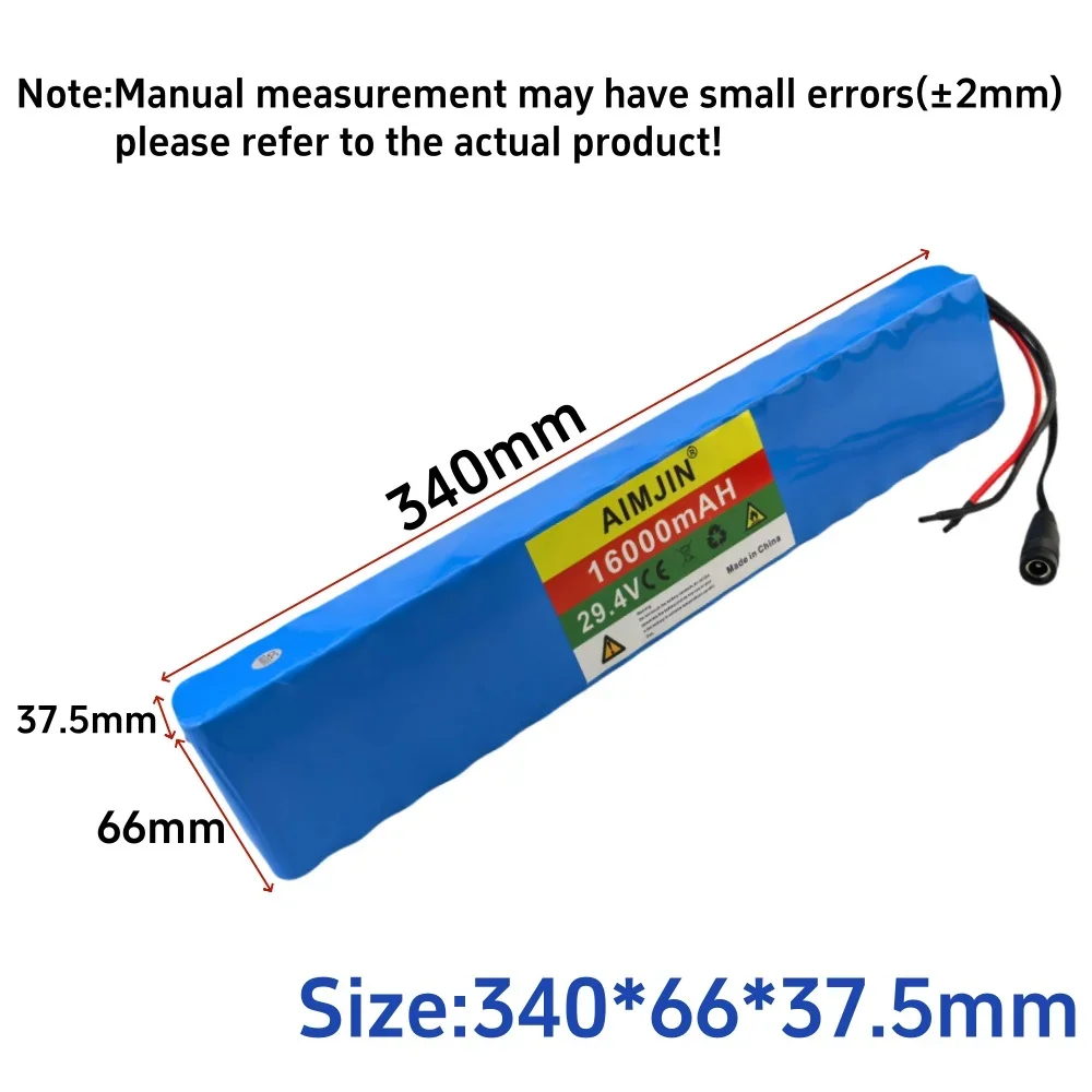 Batería recargable de iones de litio 7S5P 18650, 29,4 V, 16000mAh, alta capacidad, BMS integrado, adecuada para bicicletas eléctricas