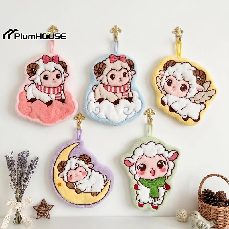 Sheep Shaped Hand Towel Handkerchief Kitchen Towels Super Absorbent Towel Hanging Cleaning Cloth Bathroom Kitchen Accessories