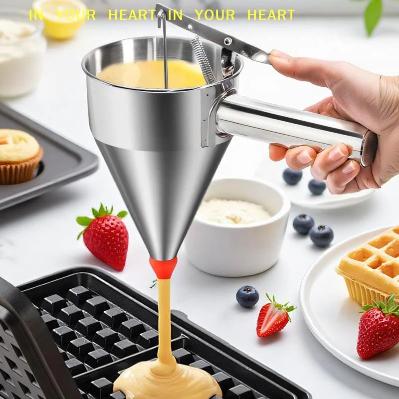 1200ml Stainless Steel Funnel Dispenser With Rack Cupcake Pancake Batter Maker