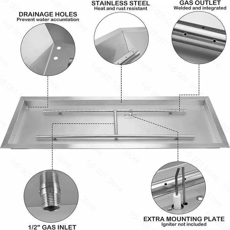 Stainless Steel Gas Propane Fire Pit Fire Stove Table Accessories