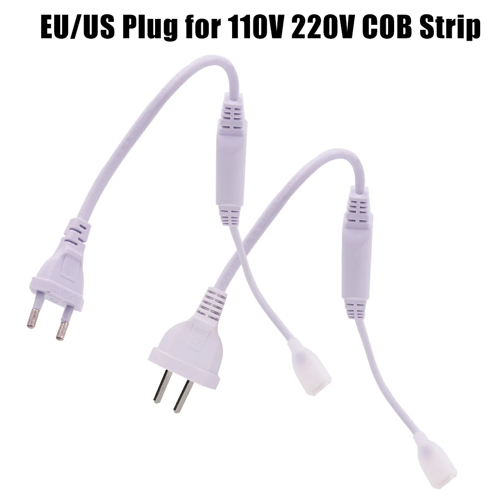 Eu 220 110v米国110v cob ledストリップライト電源プラグドライブ288 leds/メートル360 leds/メートルなしワイヤーcobストリップテープライト電源ケーブル