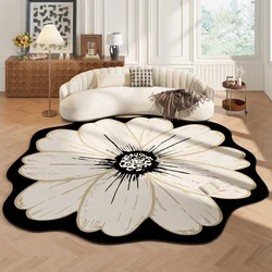 Irregular Bedside Plush Floor Mat French Retro Rugs for Bedroom Large Area Living Room Decoration Carpet Flower Shaped Study Rug