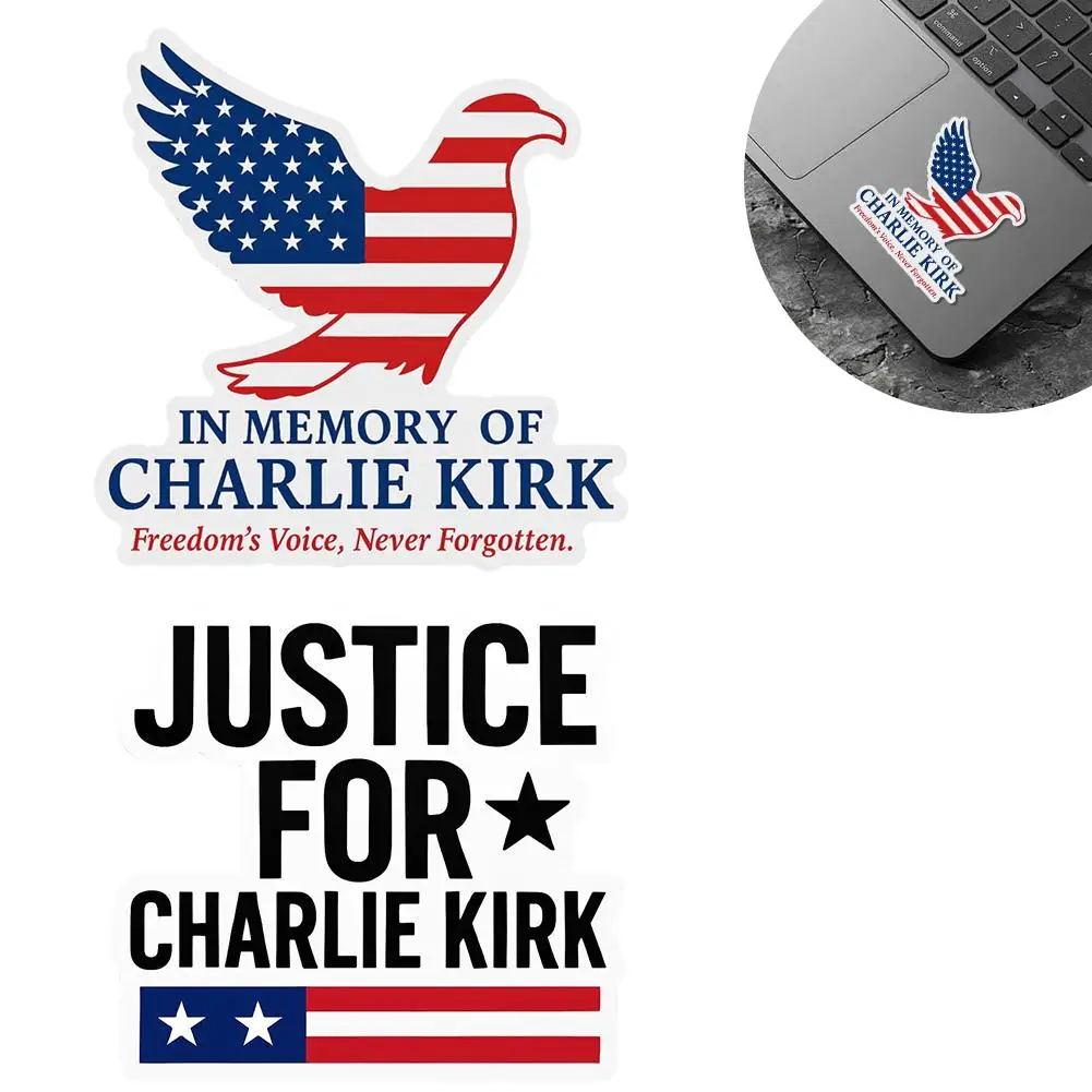 

1 шт., американская патриотическая мемориальная наклейка с флагом орла, креативная наклейка с дизайном голоса свободы, красная, белая, синяя, наклейка Чарли Кирк