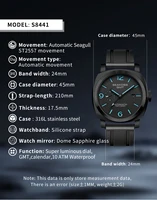SEAKOSS GMT Men‘s Diving Automatic Mechanical Watches Seagull ST2557 Movement 316L Super Luminous Calendar 10Bar Reloj Homber photo 6