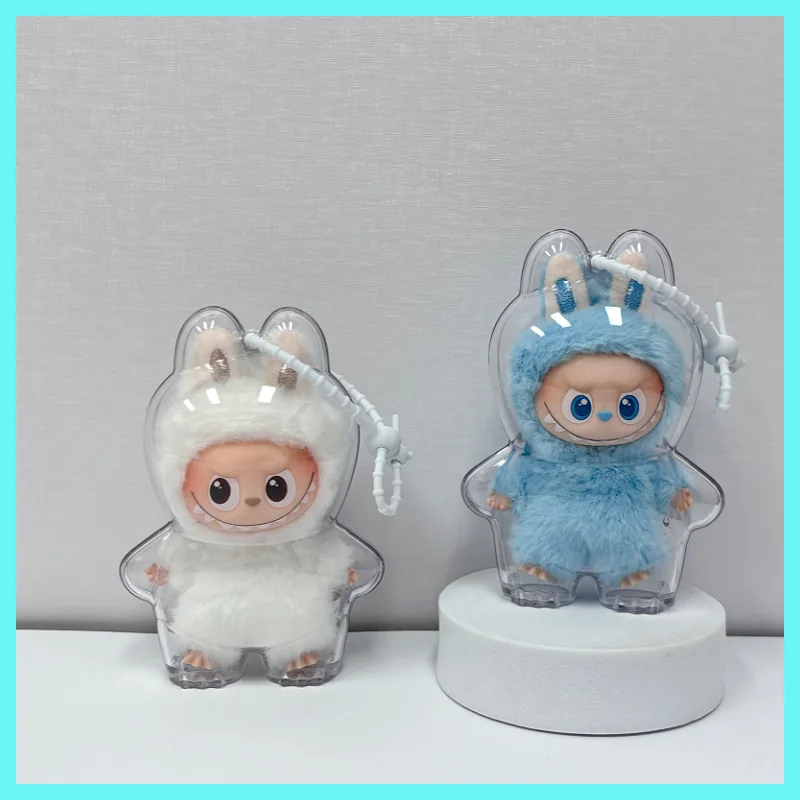 Labubu Mini 4.0 Heart Secret Vinyl Doll حافظة واقية غطاء شفافية عالية لملحقات Labubu الجيل الرابع بدون دمية