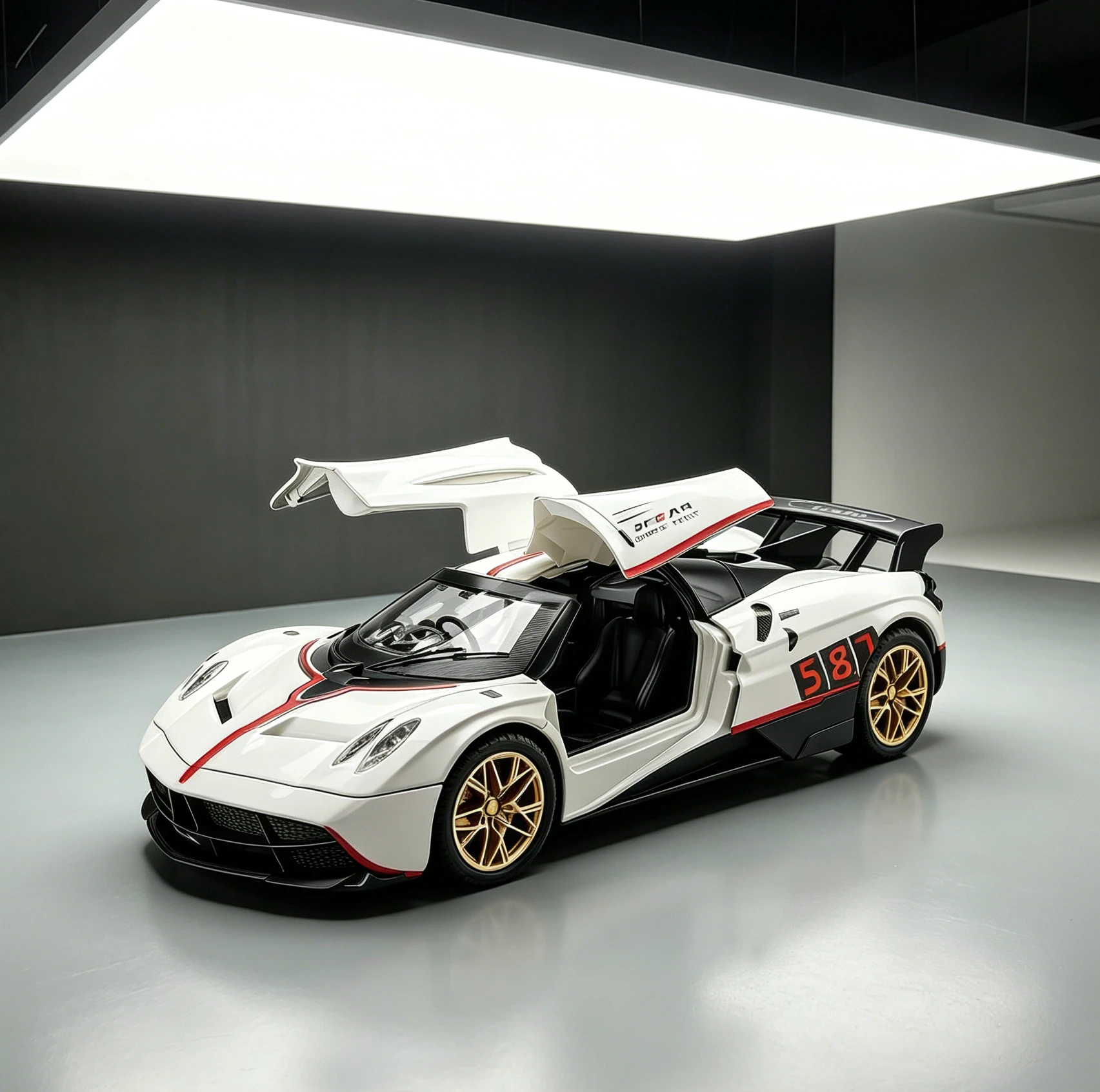 1:36 Diecast Alloy Sports Car Model, 3 Openable Doors & Gull Wing Doors, Pull Back Function Real Metal Toy Car for Boys