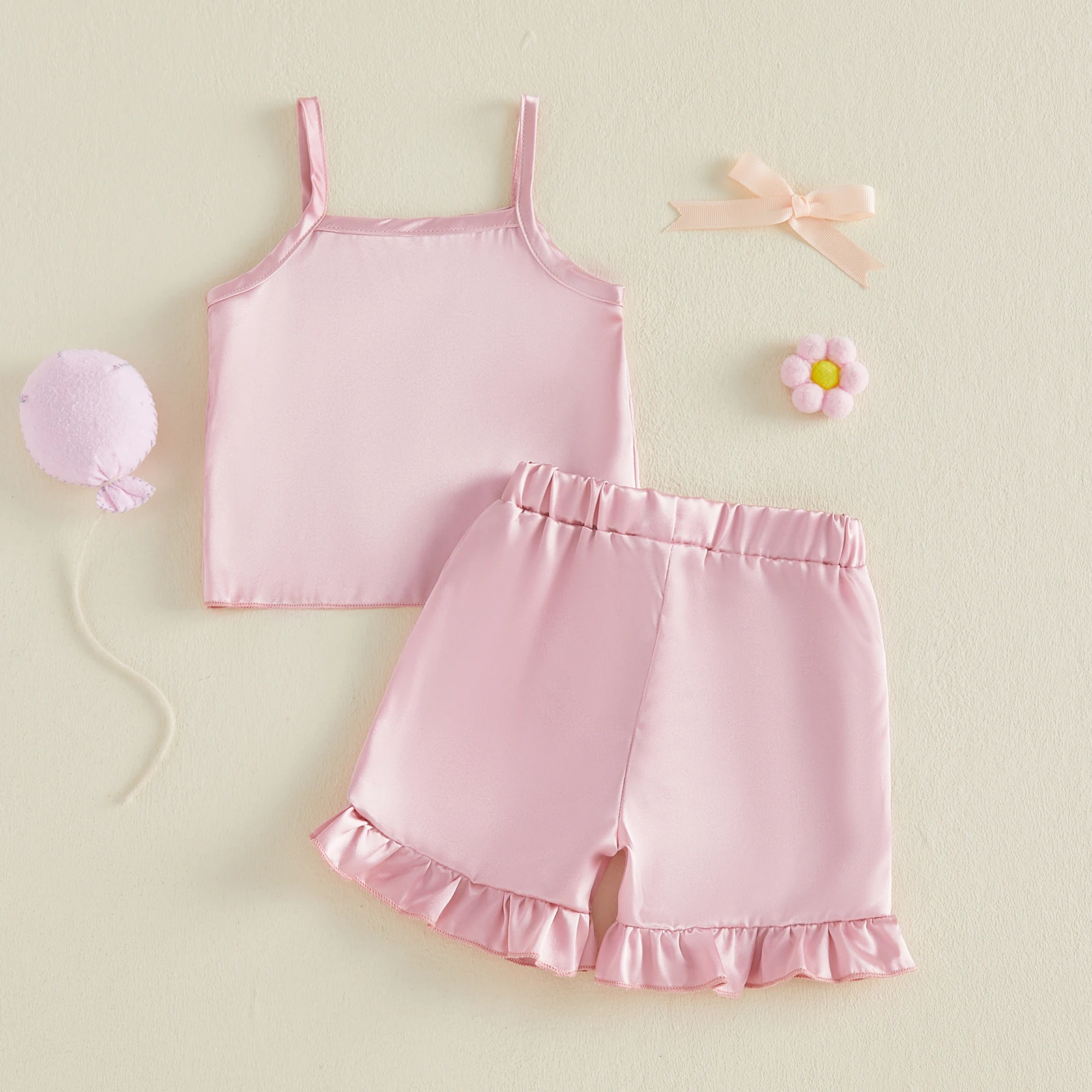 

Летний комплект пижам для маленьких девочек, однотонные топы без рукавов, шорты с эластичной резинкой на талии, комплект из 2 предметов, домашний костюм, одежда для сна