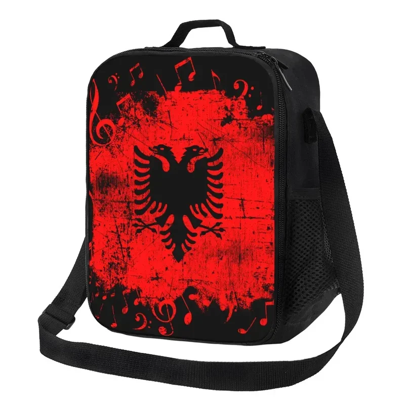 

Custom Fashion Albania Music Flag Lunch Bag Men Women Thermal Cooler Insulated Lunch Boxes for Kids School