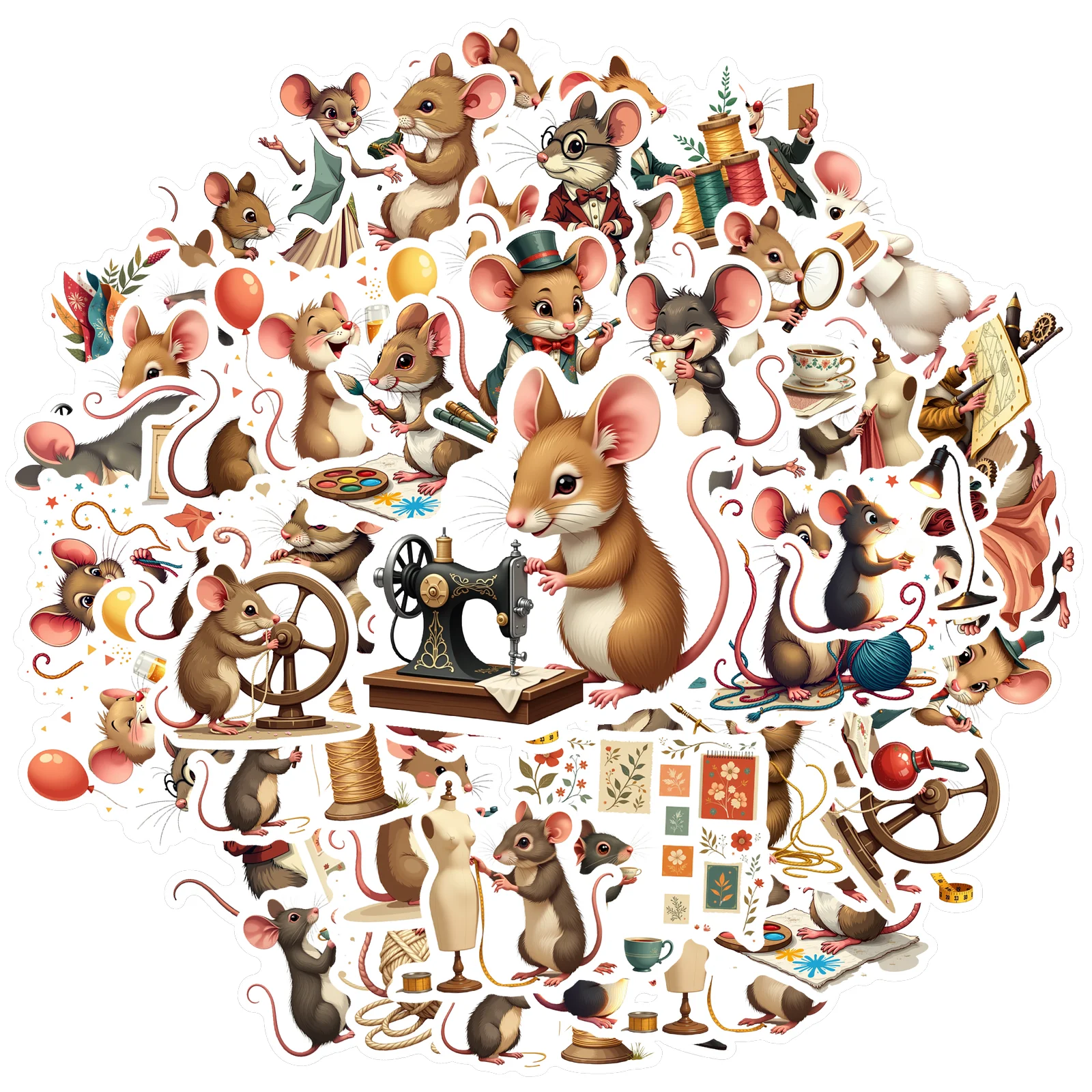 35pcs-100pcs Decals waterproof Mouse Stickers Decorative Stickers Craft Stickers for personalized gifts ' crafts notebook