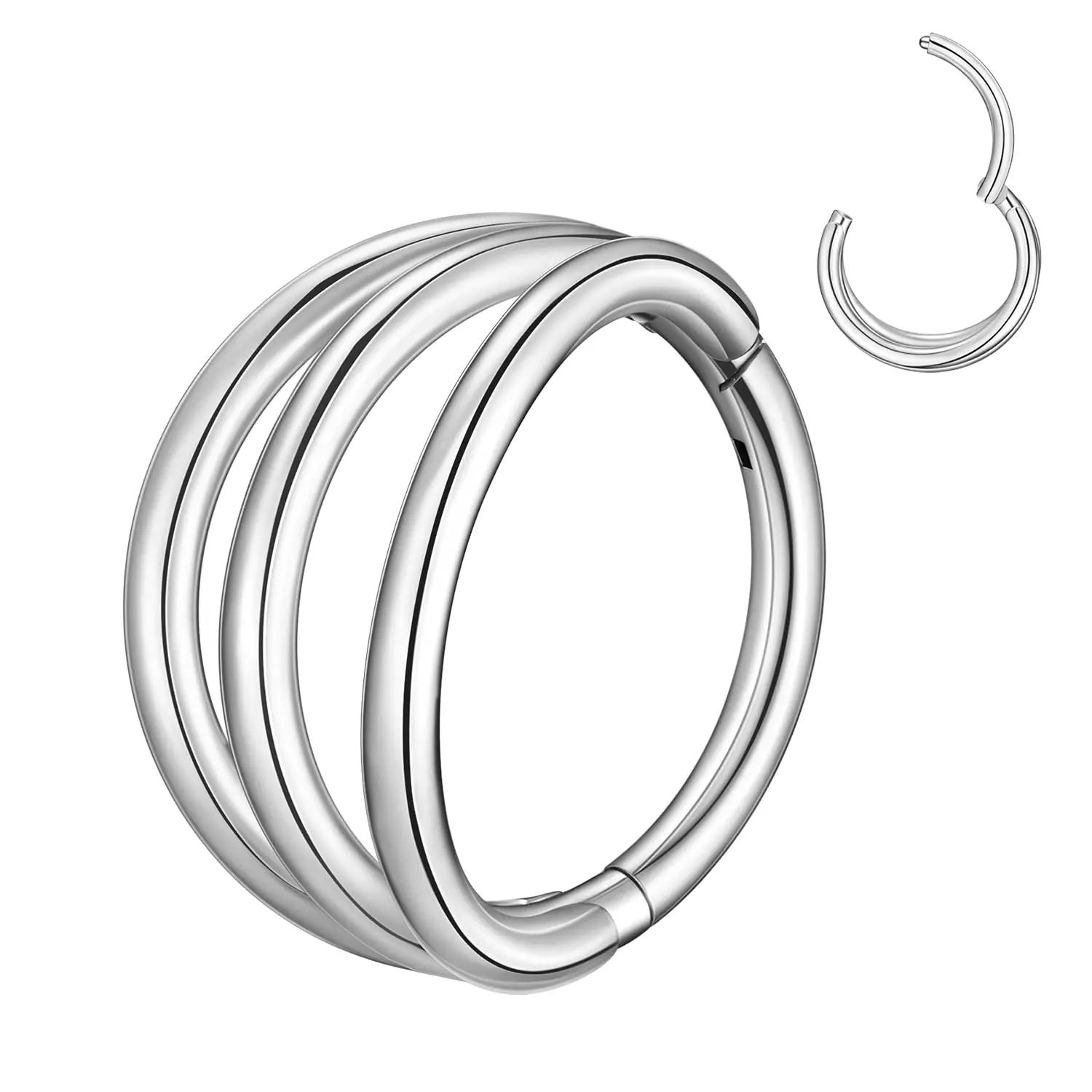 Triple Hoop Nose Ring in Stainless Steel