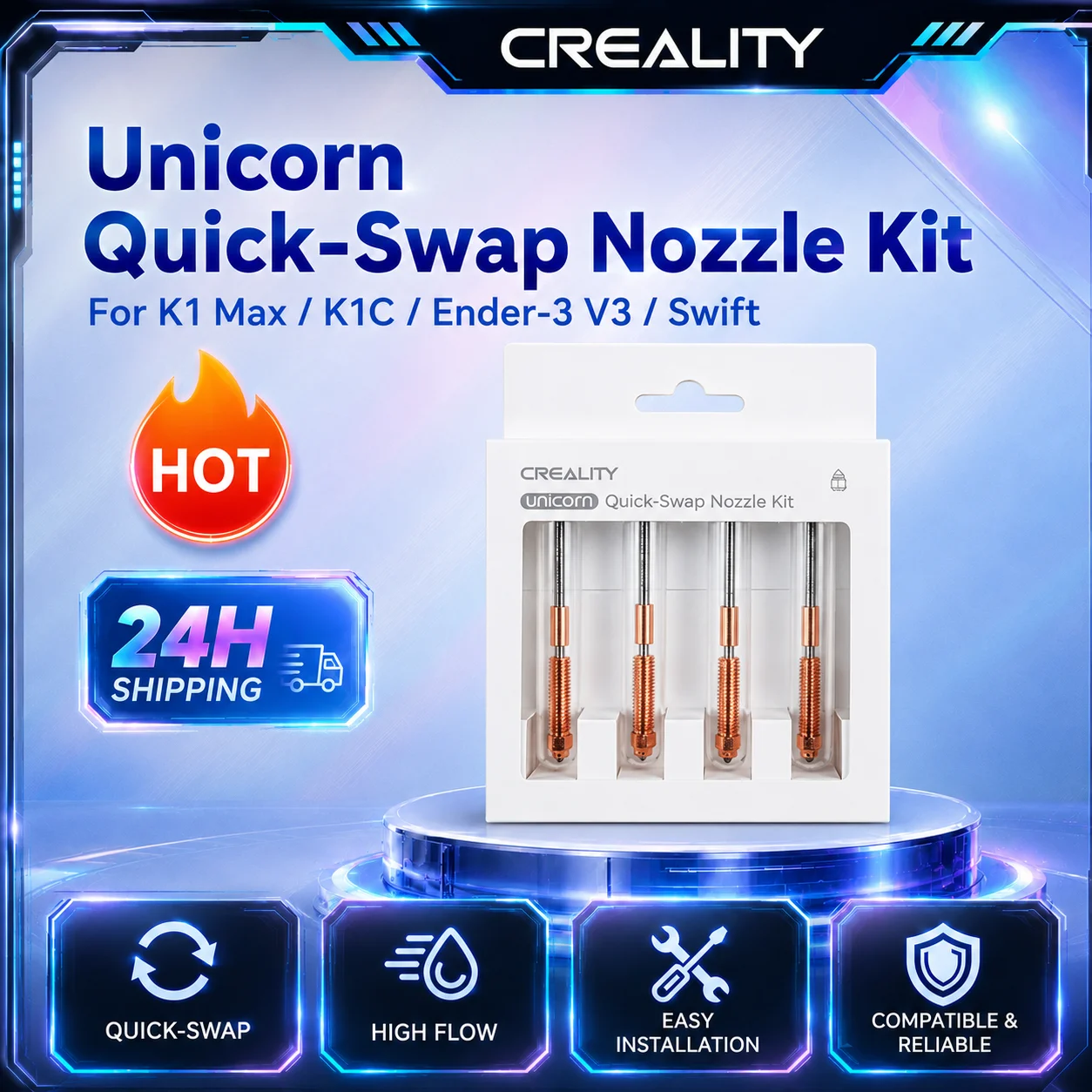 Ender 3 Upgrade Kit - Kit Nozzle Quick-swap Creality Unicorn Untuk