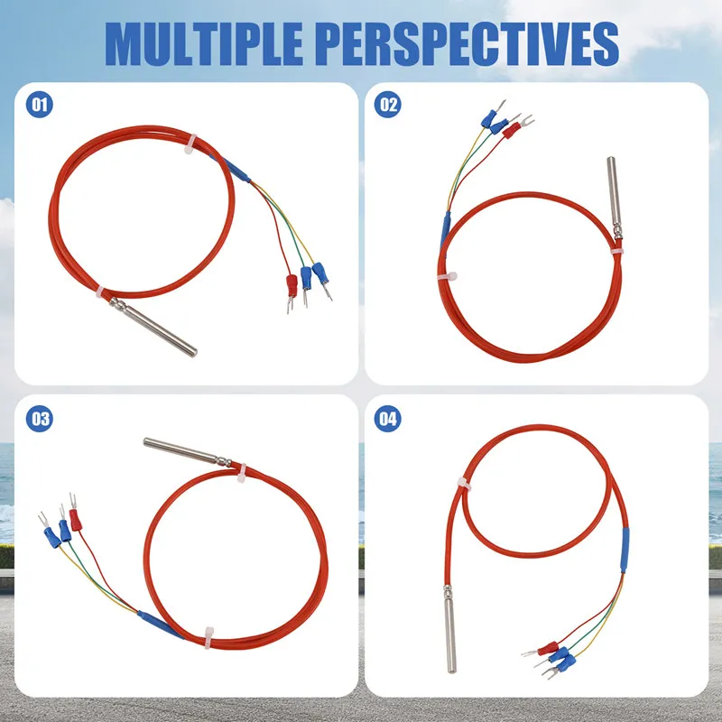 Temperature Sensor PT100 Waterproof Wire Thermal Resistance Silicon Wire Protection Cable