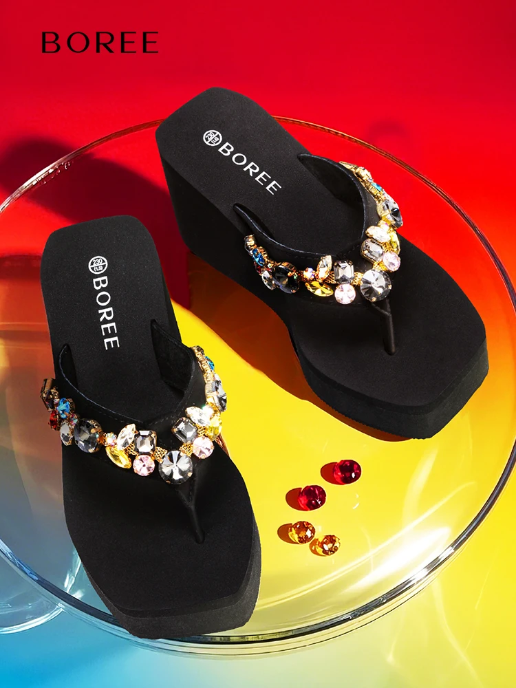 Womens Designer Sandals Women Sandals Fashionable Bow Decoration Cute New Pattern Flip Flop Wedge Summer Casual Sandals 8