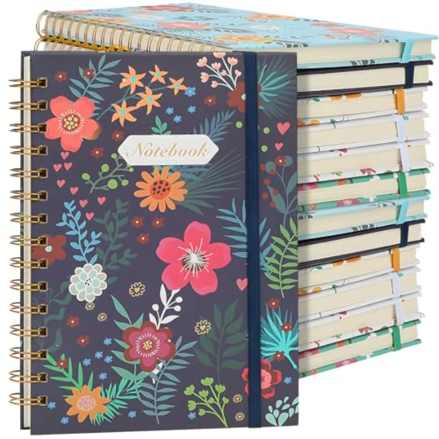 

Spiral Notebook Journal for Women, College Ruled Composition Notebooks Hardcover Spiral Journal, Cute Blooming Floral, Office S
