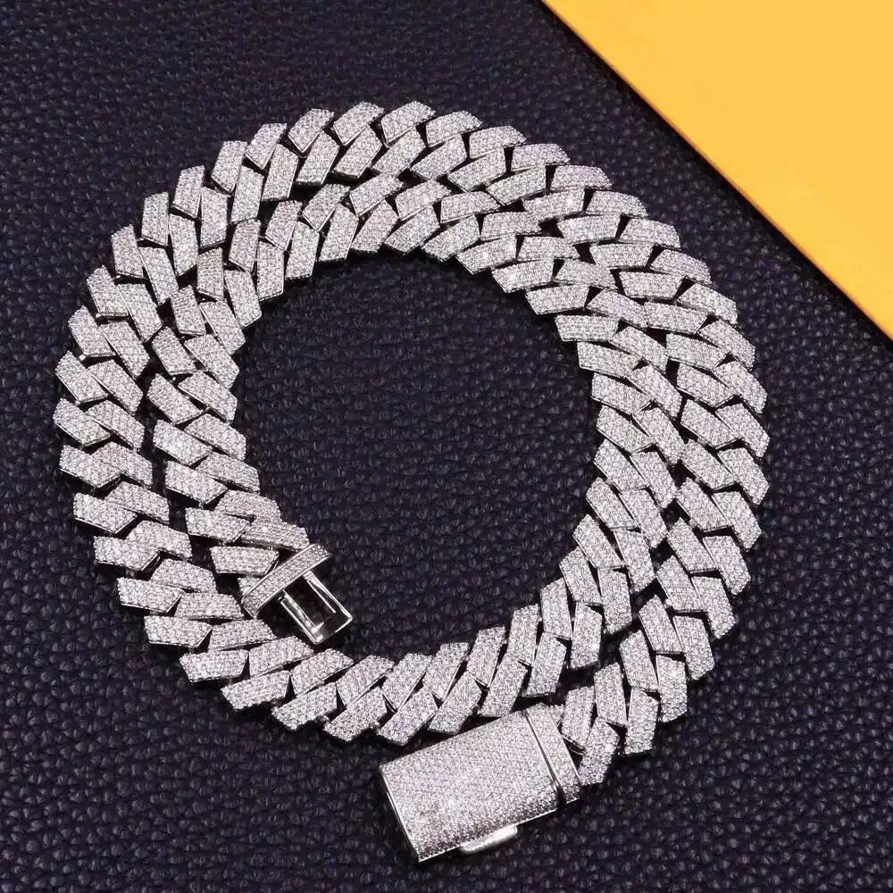 

2023 Pass Diamond Test Vvs Moissanite Diamond 925 Sterling Silver Cuban Link Chain 16mm Hip Hop Men Necklace 925 Jewelry