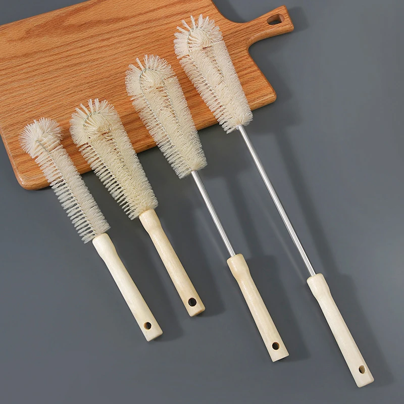 Kitchen Cleaning Tools Drink Bottles Glass Scrubbers Cleaning Nylon Brush Wooden Bottle Cleaning Brush With Long Handle