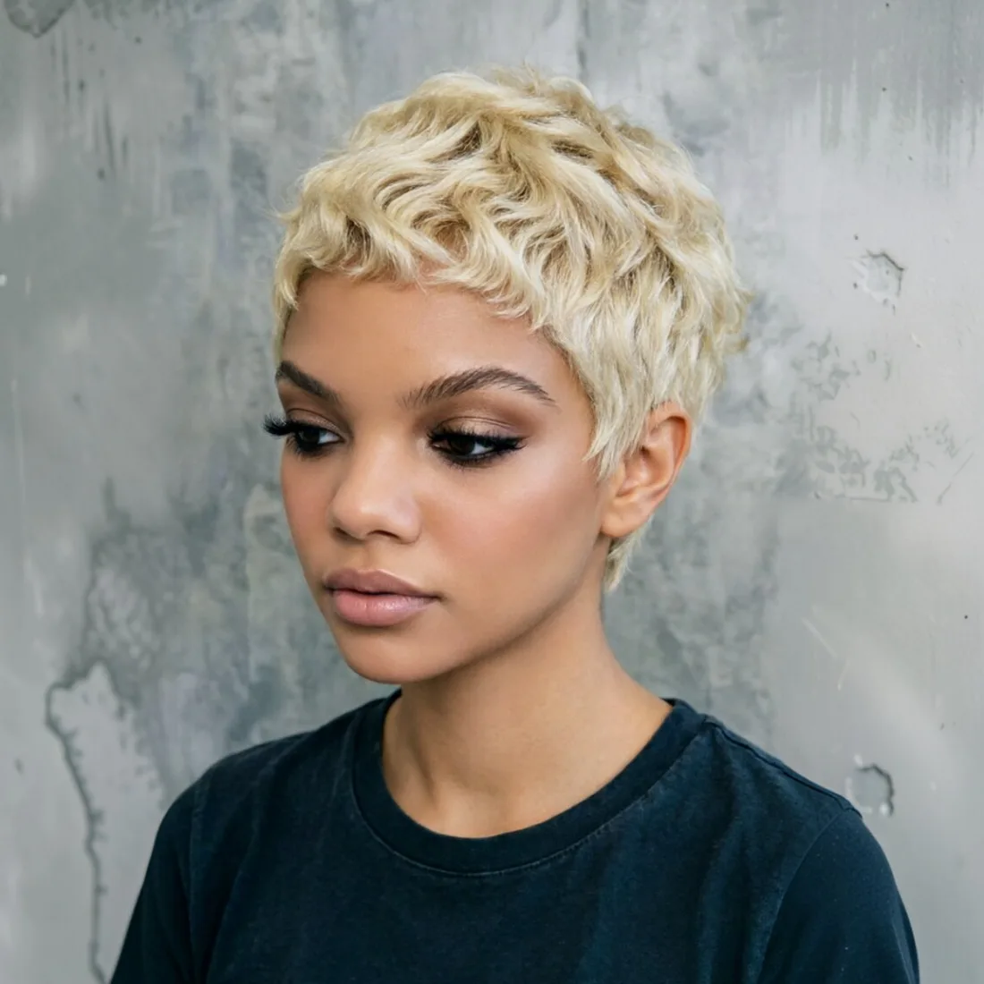 Short Blonde Straight Pixie Cut Wig 613 Blonde Glueless Bowler Cut Soft Real Human Hair 100 Real Human Hair for Women Black Wome