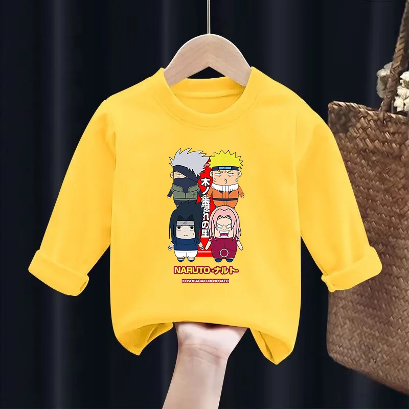 

Naruto Casual Long Sleeves Boy Girl Anime Cartoon Base Layer Shirt Fashion Tees Children Top Spring Clothes Comfortable Pullover