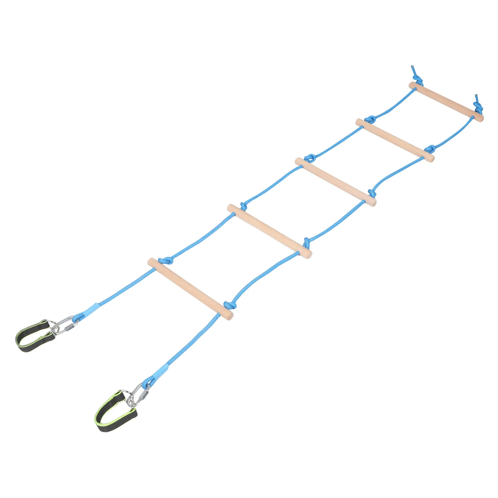 

1 Set Wooden Climbing Ladder 5 Steps Durable Soft Rope Design Indoor Outdoor Playground Exercise Equipment For