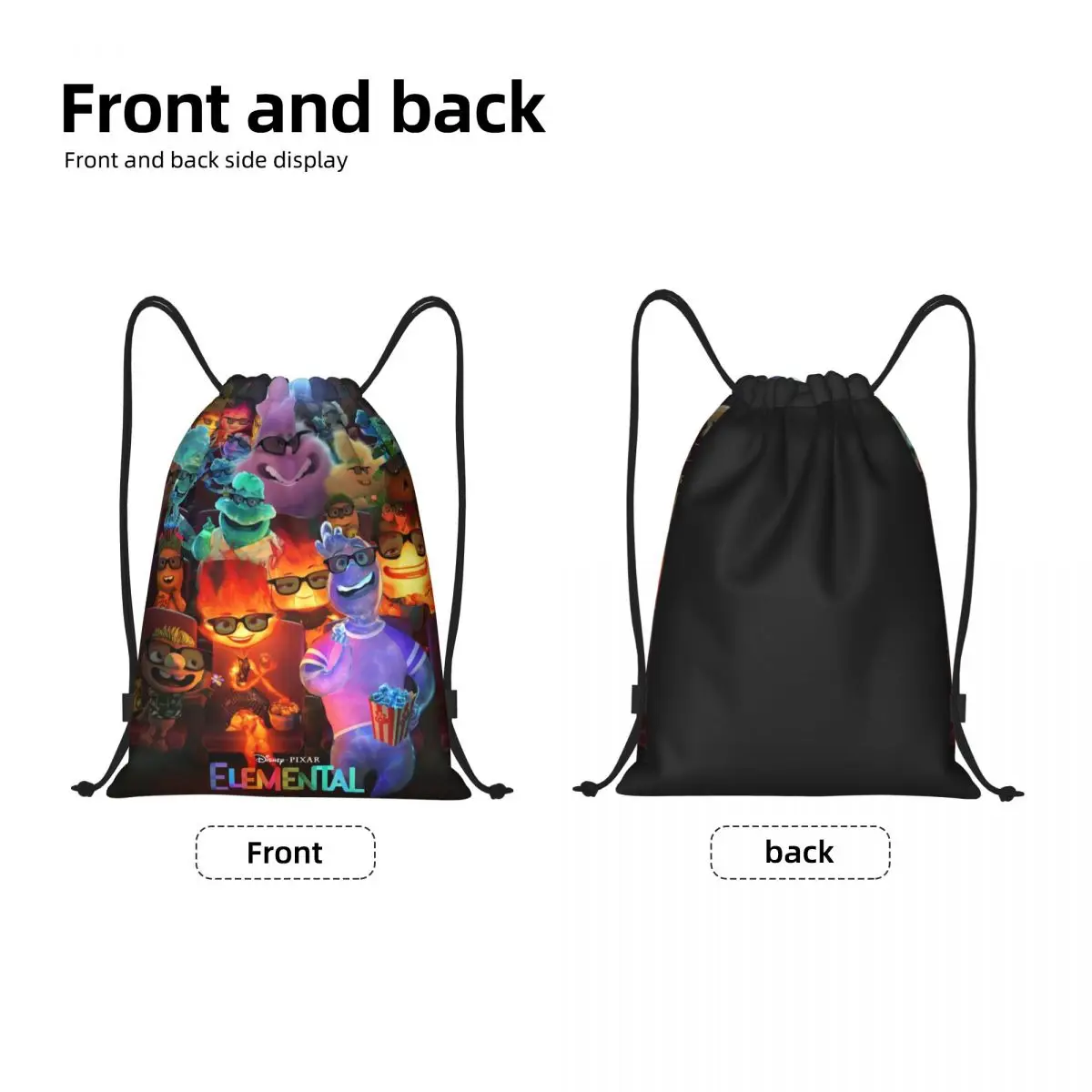 Custom Elemental Film Drawstring Bags Men Women Portable Gym Sports Sackpack Ember Lumen Shopping Storage Backpacks