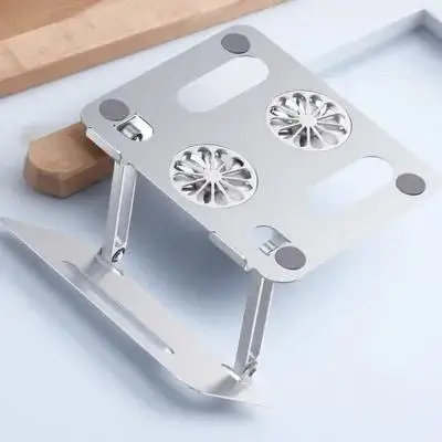 

Охлаждающая подставка с двойным вентилятором для ноутбука диаметром 17,3 дюйма, регулируемая поддержка из алюминиевого сплава, двойная турбина, вентилируемая подставка, тихая