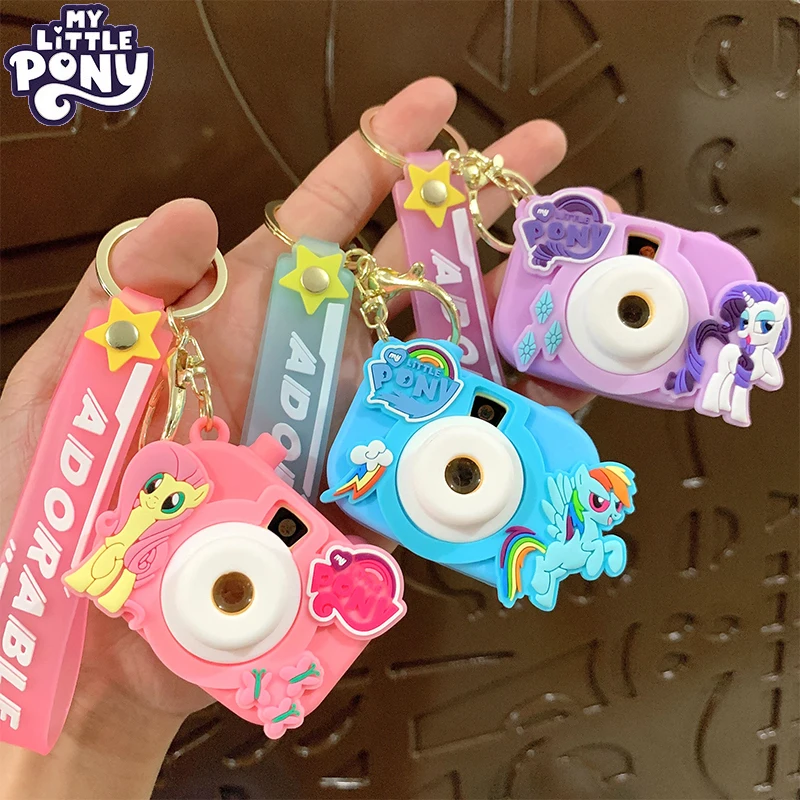 

Kawaii My Little Pony Cartoon Projection Camera Key Chain New Children Twilight Sparkle Anime Backpack Pendant Christmas Gift