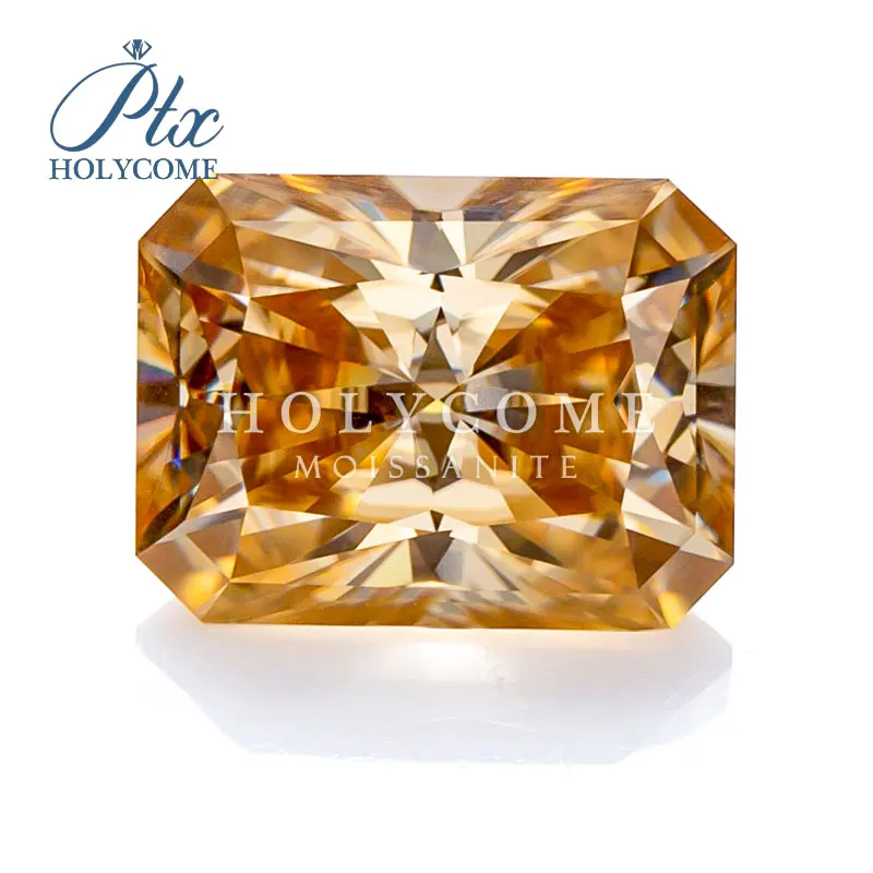 

PTX Holycome 4x6-10x14mm GRA Moissanite Champagne VVS1 Radiant Cut Brilliant Loose Gemstone Factory Moissanite