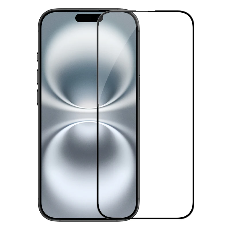 NILLKIN Vidrio antiexplosión para iPhone 16/16 Plus/16 Pro/16 Pro Max, protección de bordes de cobertura total 9H, ultrafino y sin burbujas