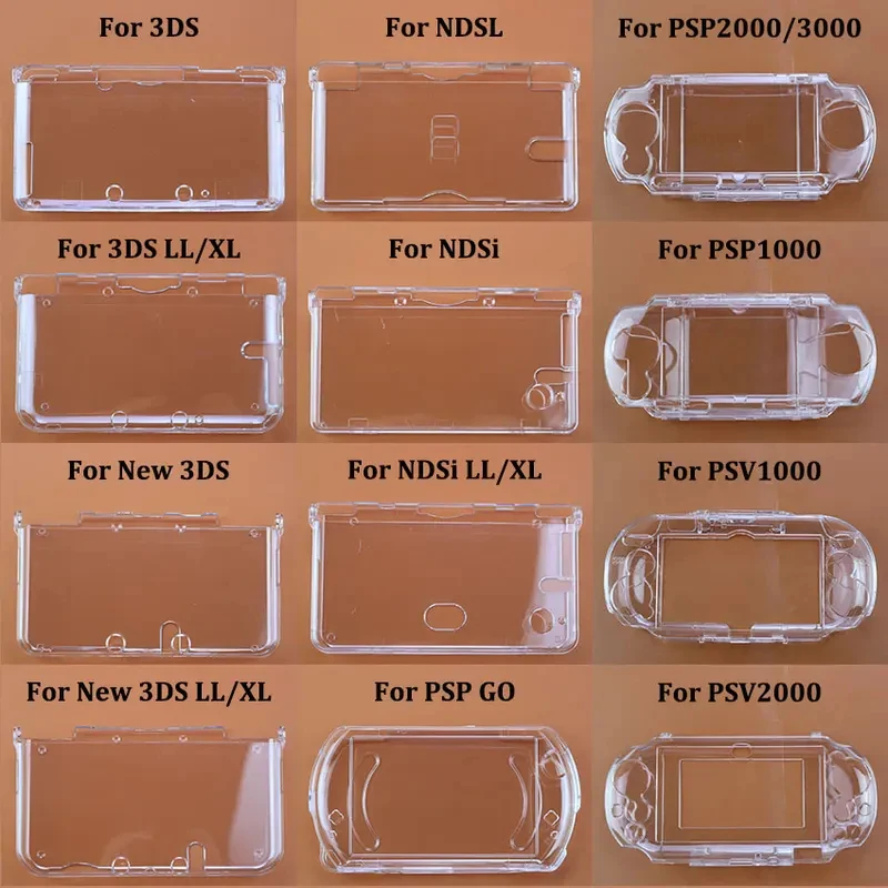 Plastic Clear Crystal Hard Shell Case Cover For 3DS New 3DS XL LL For NDS Lite NDSL PSP PSV 1000 2000 3000