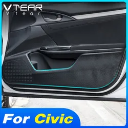 Vtear Car Door Anti-kick Sticker PU Leather Inner Door Panel Anti Dirty Pad Cover Interior Parts For Honda Civic 10th 2016-2021
