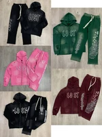 High Street Lose Rhineston brillante cremallera sudaderas con capucha para hombres cárdigan Terry chaqueta sudadera Casual suelta