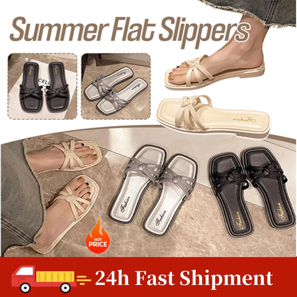 

Summer Women's Flat Sandals Korean Sle Youth Daily Use Anti-Slip PVC Upaded Version Of Summer Slippers Hollow Out Design