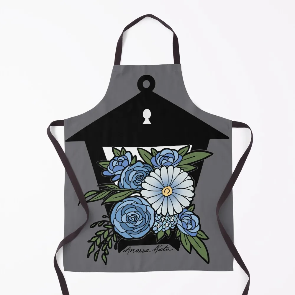 Floral Lantern Light Blue Apron Kitchens Men men Household Items Kitchen women's work Apron