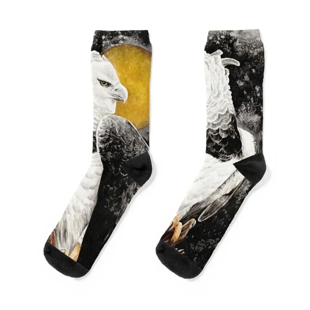 Harpy eagle Watercolor at night sky Socks cycling Wholesale with print kawaii Boy Socks Women's