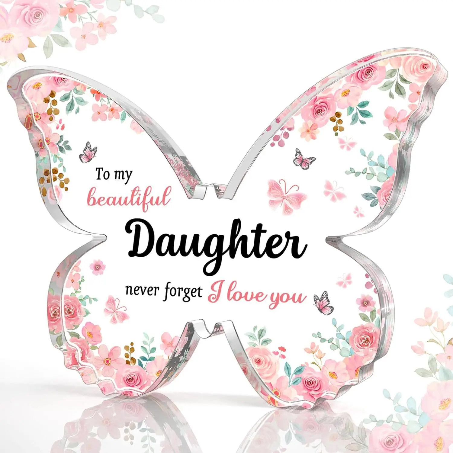 Gifts for Daughter, Unique Daughter Birthday Gift from Mom Dad Butterfly-Shaped Acrylic Plaque Keepsake Christmas Gift,Valentine
