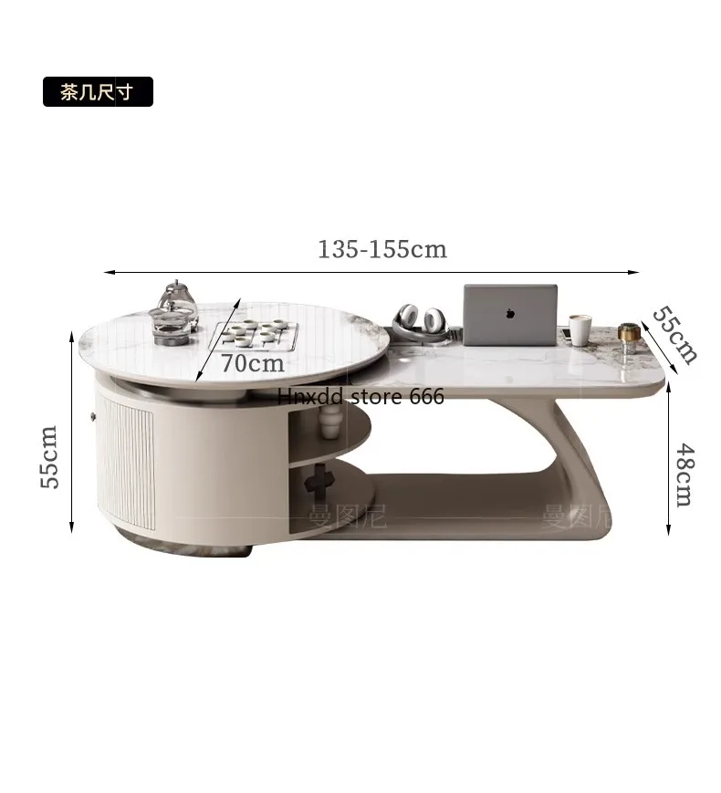 Rock slab tea table household intelligent multi-functional special-shaped coffee table