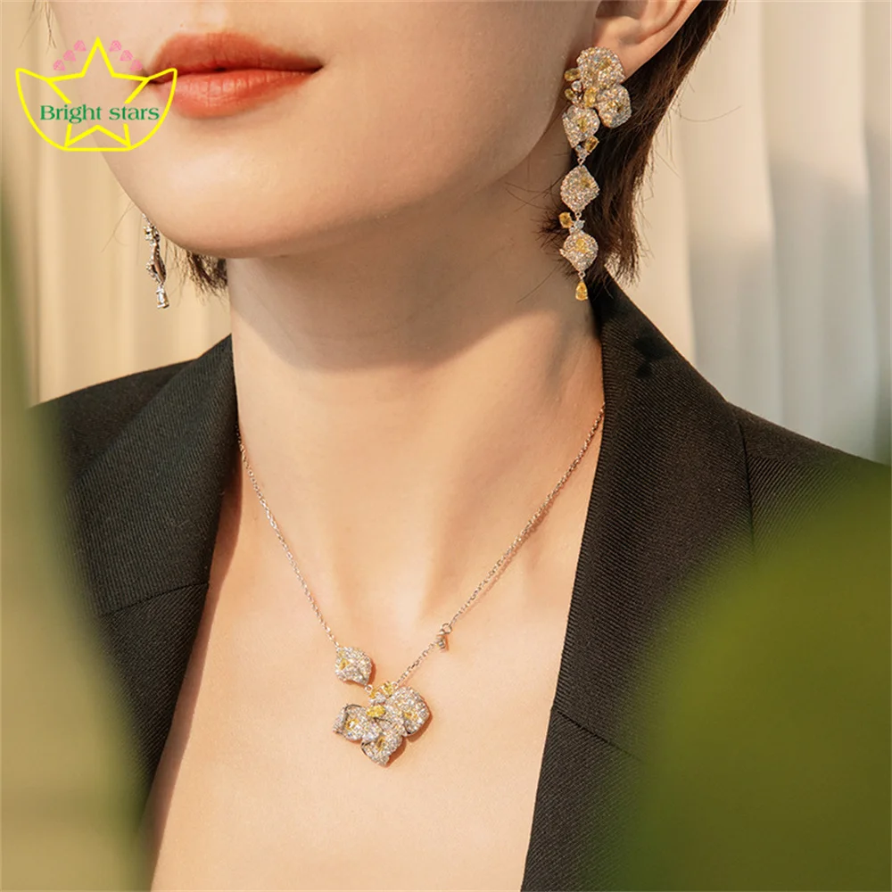 

Sterling silver light luxury full diamond goose yellow flower necklace S925 silver niche temperament necklace wholesale