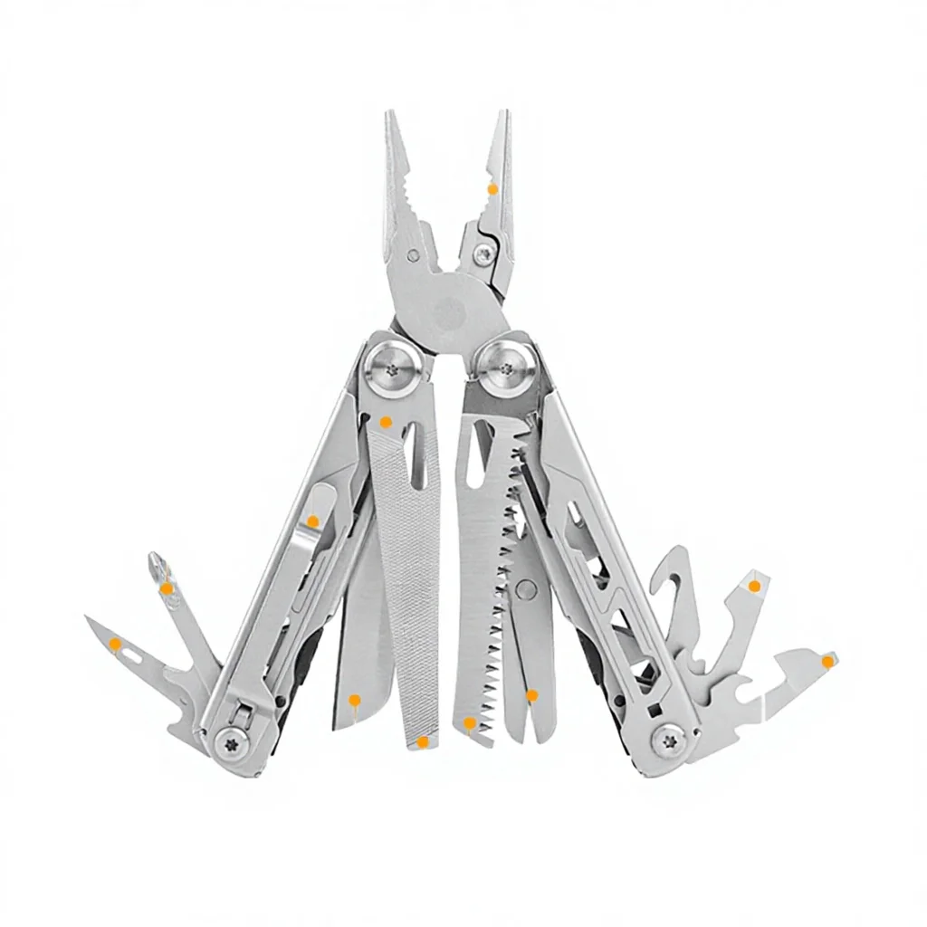 Quality Best Selling Stainless Steel Metric Portable Pocket Functional Folding Pliers Serrated Jaw Surface Crimping CuttingATV&U