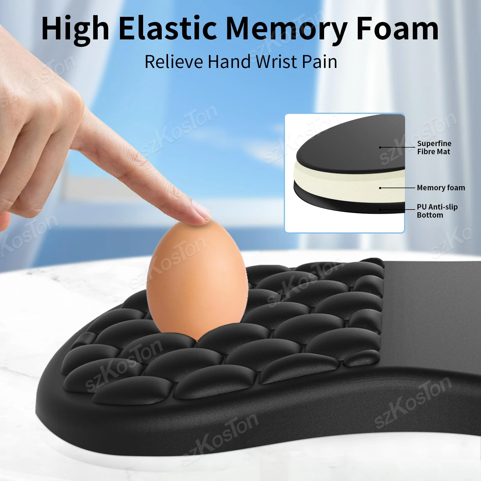 Mouse Pad with Wrist Rest Ergonomic Integrated Memory Foam Slope Massage Bulge Office Mouse Pad for Carpal tunnel Pain Relief