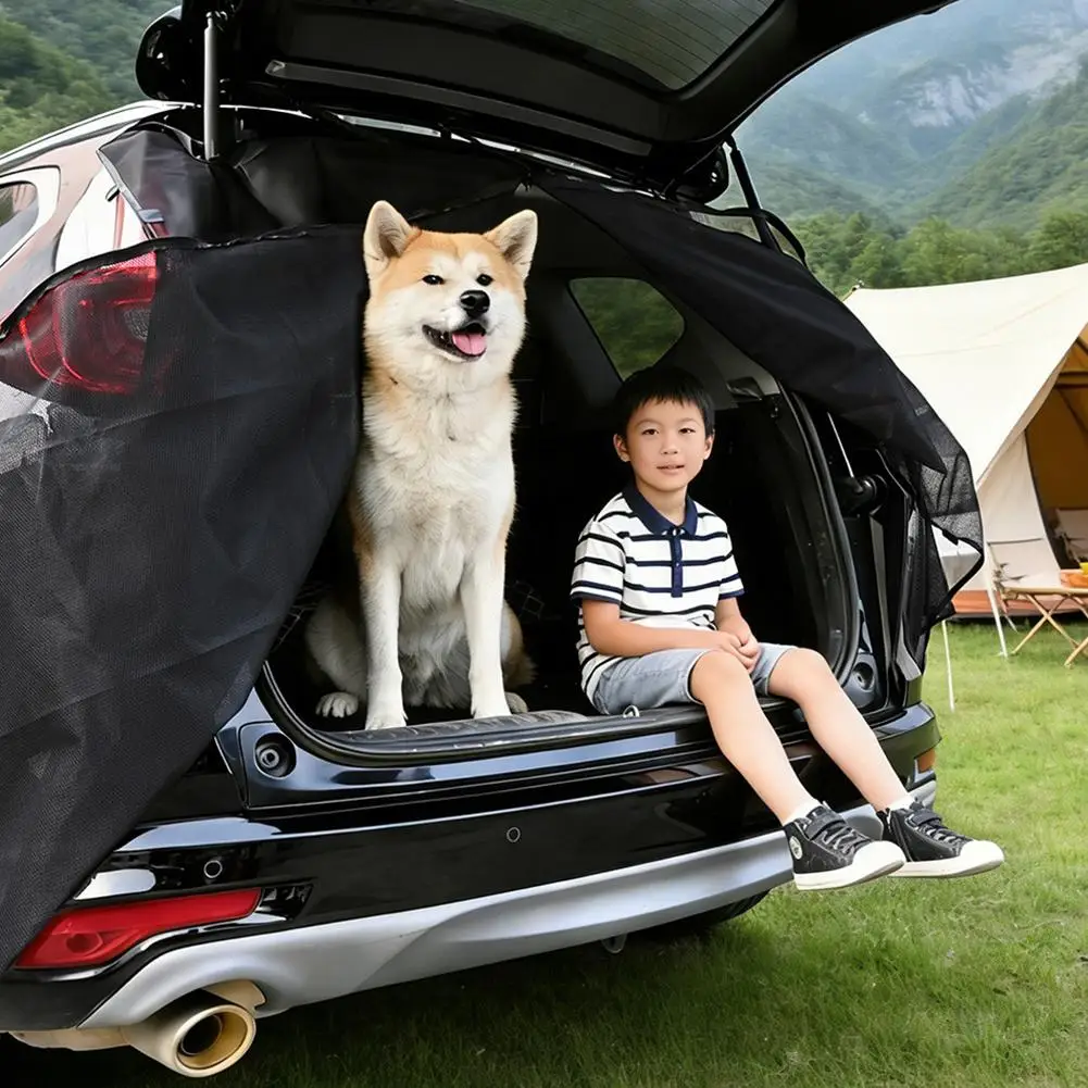 Magnetic SUV Tailgate Mosquito Net 150x150cm Breathable Trunk Mesh Screen with Zipper Anti-Insect Car Rear Door Curtain