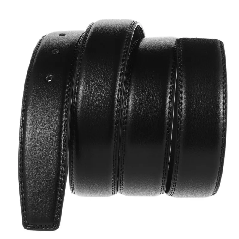 Luxury Men Belts Solid Genuine Leather High Quality Waist Strap No Buckle Cowskin Belt with Holes Male Jeans Waistband 3.5cm
