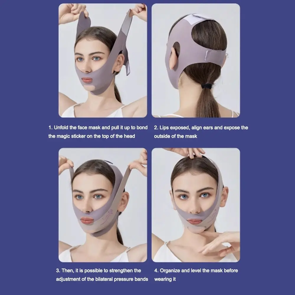 قناع نوم لنحت الوجه قابل للتعديل، قناع تنحيف على شكل حرف V لشد الوجه، قناع تبريد قابل لإعادة الاستخدام على شكل حرف V #4
