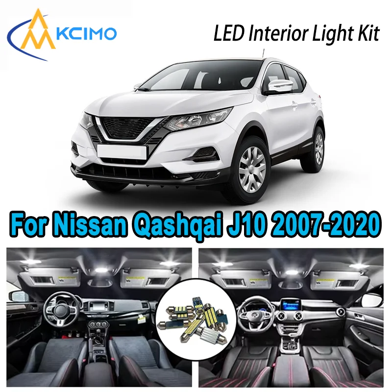 

High-Quality LED Interior Kit for Nissan Qashqai J10 J11 2007-2020 2008 2009 Premium Error-Free Dome Map Trunk Automotive Lamps