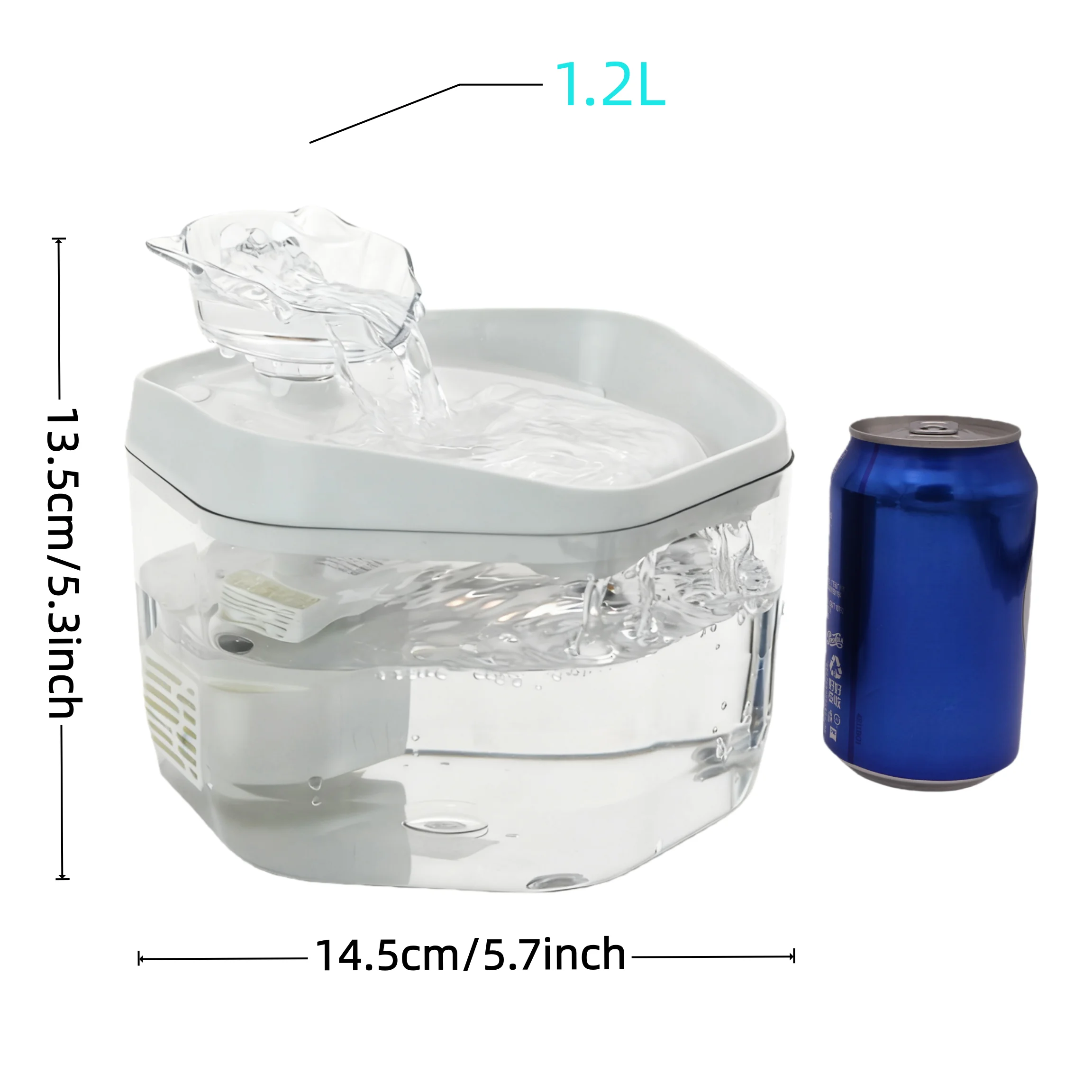 Katzenbrunnen 1,2 l/42,23 fl oz Katzenwasserspender, Haustiertrinkbrunnen, USB-betrieben – geeignet für Katzen/kleine bis mittelgroße Hunde – Detail 2