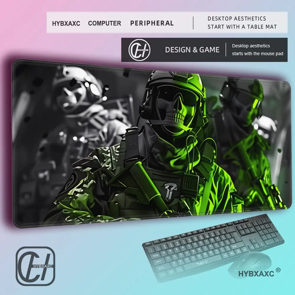 HYBXAXC Large MousePad Tactical Soldier Design Non-Slip deskpad gaming accessories Stitched Edges for Home game for fps gamer
